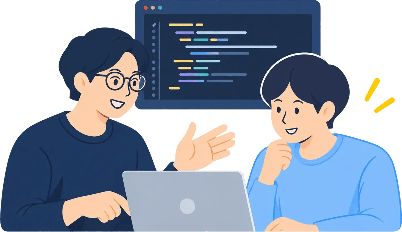 専属メンターと画面共有しながら設計レビューを受ける様子