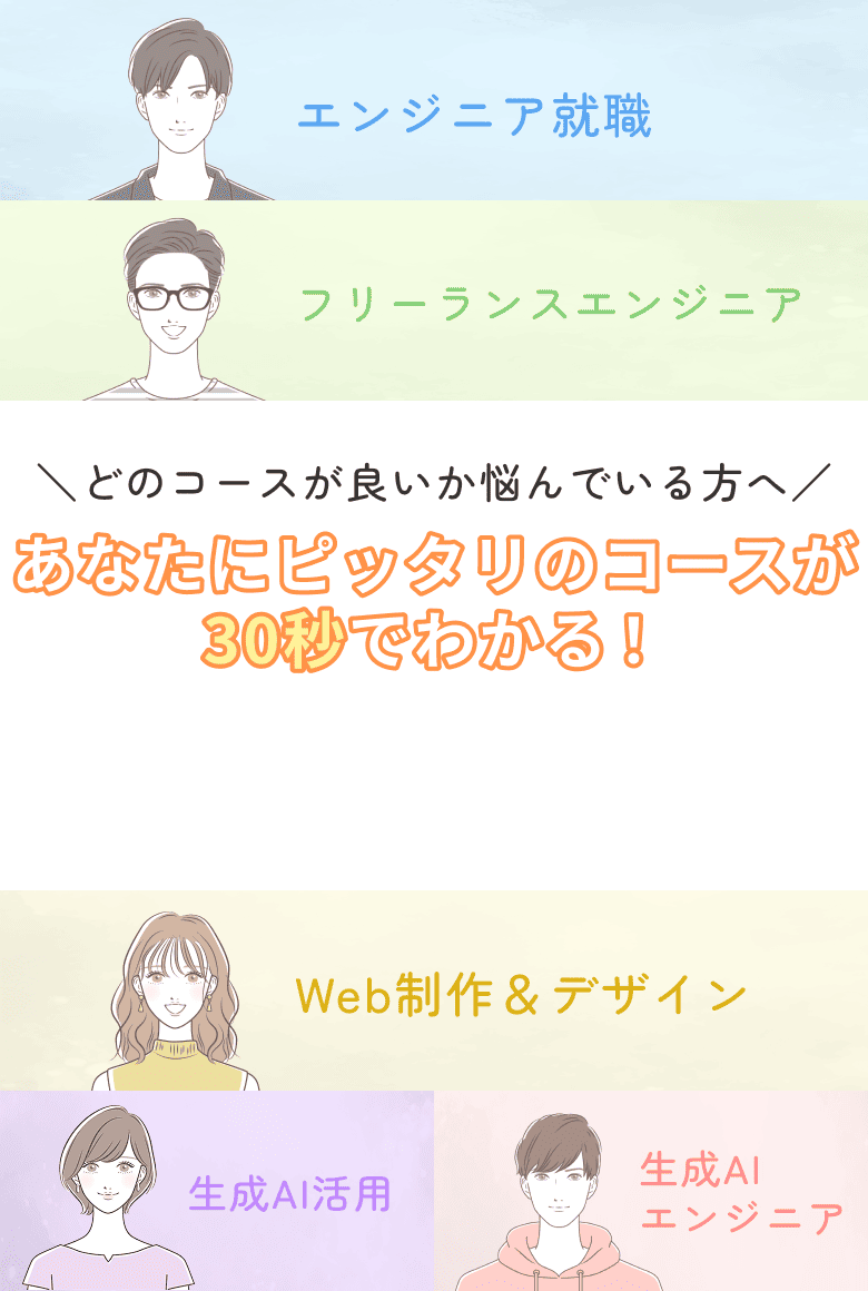 どのコースが良いか悩んでいる方へ あなたにピッタリのコースが30秒でわかる!